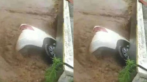 PERIGO: Chuva forte provoca morte de motorista - Imagem: Reprodução/Corpo de Bombeiros