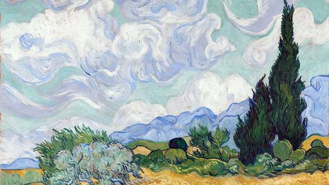 Campo de trigo com ciprestes, de Vincent Van Gogh (1889) - Imagem: Reprodução