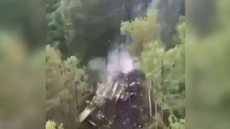 Fuselagem do avião foi encontrada em chamas; socorristas relataram não haver sobreviventes - Imagem: Reprodução / Redes Sociais