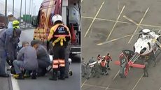 Pessoa em situação de rua foi socorrida pelo helicóptero Águia da PM - Imagem: Reprodução / SBT News