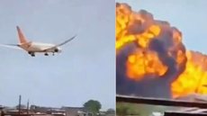 Aeronave da Air India caiu logo após a decolagem do aeroporto de Ahmedabad - Imagem: Reprodução/Twitter/X