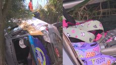 Uma van escolar perdeu o freio, caiu em uma ribanceira e colidiu com uma árvore, deixando 15 crianças feridas. - Imagem: reprodução I TV Globo
