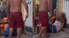 Vítima tenta se defender durante agressão - Imagem: Reprodução