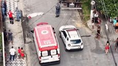 Imagens de drone podem ajudar na investigação do homicídio ocorrido no bairro Vila Áurea, no Guarujá - Imagem: Reprodução/Redes Sociais