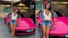 A Porsche 718 Boxster rosa é avaliada em mais de R$ 700 mil e impressiona seguidores nas redes sociais. - Imagem: Instagram