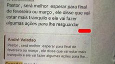 Mensagens atribuídas a André Valadão indicam orientação de senador em meio a investigações da CPMI. - Imagem: Reprodução