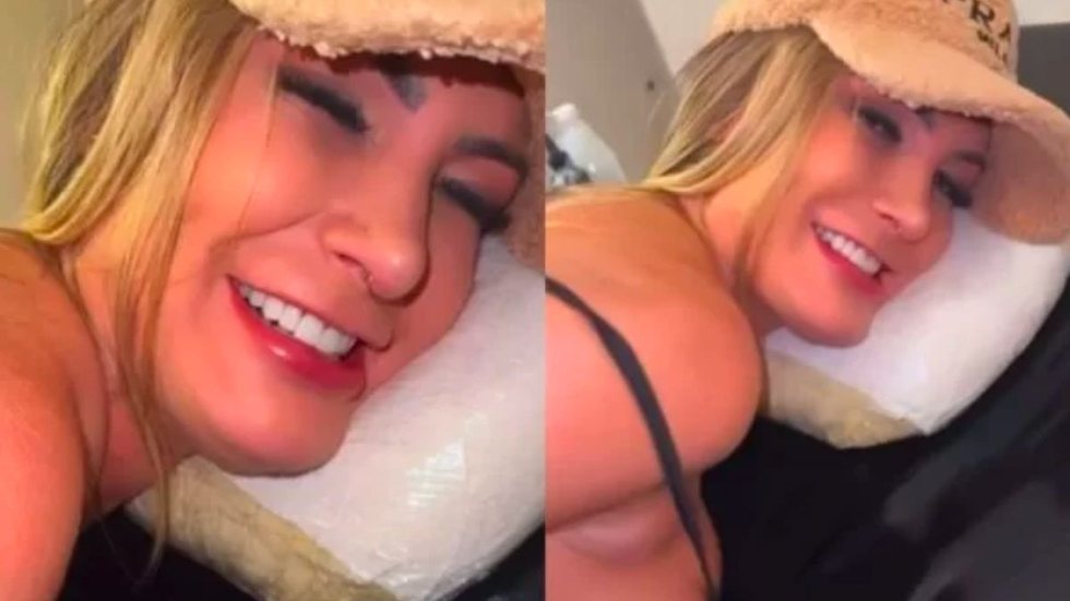 Vídeo de Andressa Urach tatuando ânus vaza e frase é revelada; descubra - Imagem: reprodução redes sociais