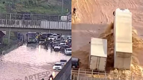 Alagamento bloqueia Rodovia Anhanguera - Imagem: Divulgação/Artesp
