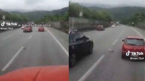 Vídeo mostrando arrastão na estrada para litoral de SP viraliza; assista - Imagem: reprodução TikTok