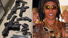 Armas encontradas pela PF na mansão do influenciador - Imagem: Reprodução | Globonews