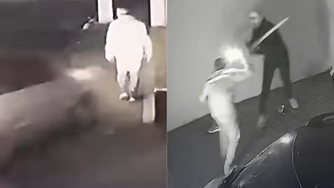 Flagrante mostra homem sendo atingido enquanto caminhava pela rua - Imagem: Reprodução