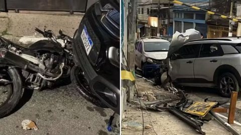 À esquerda, o Citroën preto estacionado que também foi atingido; à direita, o Citroën prata utilizado no atropelamento - Imagem: Reprodução/G1