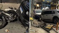 À esquerda, o Citroën preto estacionado que também foi atingido; à direita, o Citroën prata utilizado no atropelamento - Imagem: Reprodução/G1