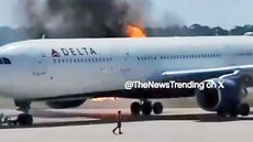 Imagens mostram chamas intensas no motor da aeronave, enquanto a equipe de bordo agiu rapidamente para garantir a segurança dos passageiros. - Imagem: Reprodução | Redes Sociais