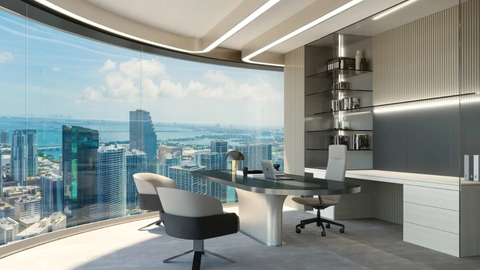Fachada do 830 Brickell Plaza, em Miami, onde o Banco Master alugou dois andares - Imagem: Reprodução