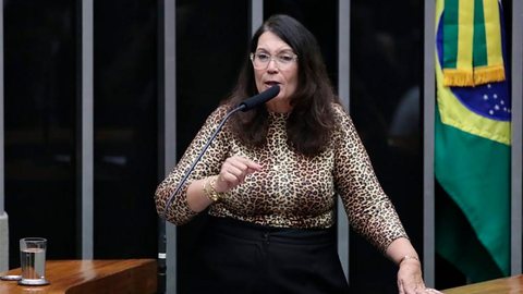Durante encontro da pré-campanha de Flávio Bolsonaro, Bia Kicis afirmou que Alexandre de Moraes e a esquerda são responsáveis pela divisão no campo conservador e defendeu a união da direita para as eleições de 2026. - Imagem: Zeca Ribeiro / Câmara dos Deputados