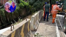 Blocos de concreto são instalados em avenida após casal ser arrastado por enxurrada - Imagem: Divulgação / Subprefeitura Campo Limpo / Reprodução / Arquivo Pessoal