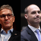 Eduardo Bolsonaro reagiu às críticas de Romeu Zema contra Flávio Bolsonaro e defendeu um rompimento político com o Partido Novo - Imagem: Reprodução