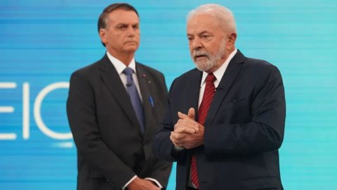 Lula e Bolsonaro durante debate da TV Globo - Imagem: Reprodução / Stephanie Rodrigues / g1
