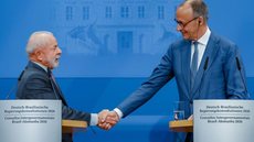 Presidente Luiz Inácio Lula da Silva se reúne com o chanceler alemão Friedrich Merz durante agenda oficial em Hannover. - Imagem: Reprodução/PR.