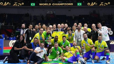 Brasil é hexa campeão na Copa do Mundo de Futsal - Imagem: Reprodução/ Redes Sociais