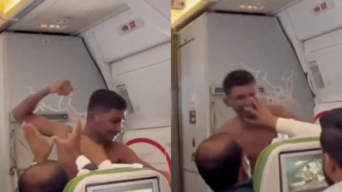 Em vídeo, passageiros perdem a linha e trocam socos por disputa ridícula - Imagem: reprodução Twitter