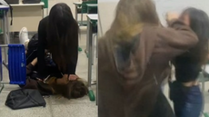 Vídeo mostra momento em que jovem é atacada com tesoura dentro de escola pública - Imagem: Reprodução | Redes Sociais
