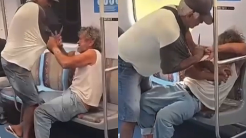 Imagens mostram luta corporal após ameaça com faca dentro do trem - Imagem: Reprodução | Redes Sociais