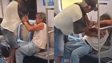 Imagens mostram luta corporal após ameaça com faca dentro do trem - Imagem: Reprodução | Redes Sociais