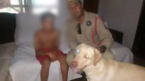 Cachorro ajuda policiais a encontrarem criança desaparecida há 36h - Imagem: divulgação CBMGO