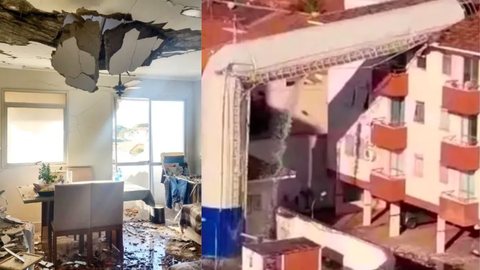 Caixa d'água de 24 metros cai e destrói apartamento em SP - Imagem: reprodução g1