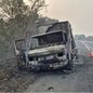 Caminhão com carga de 6 mil dinamites pega fogo e interdita a Rodovia Washington Luís - Imagem: Reprodução / EPTV / Gustavo Nolasco