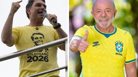 Disputa pelo verde e amarelo marca novo embate entre Lula e Flávio - Imagem: Reprodução