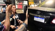 Candidata estava no carro com a filha de 8 anos quando veículo foi alvejado - Imagem: Reprodução / Instagram e Marcela Damore / TV Tribuna