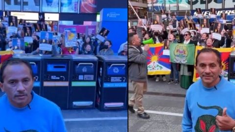 Manoel Gomes, o 'Caneta Azul', apareceu em protesto contra Dalai Lama - Imagem: reprodução Instagram