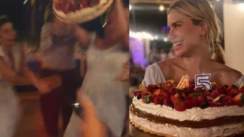 Carolina Dieckmann deixa bolo cair no chão durante celebração de aniversário; veja o vídeo - Imagem: Reprodução/ Instagram @loracarola