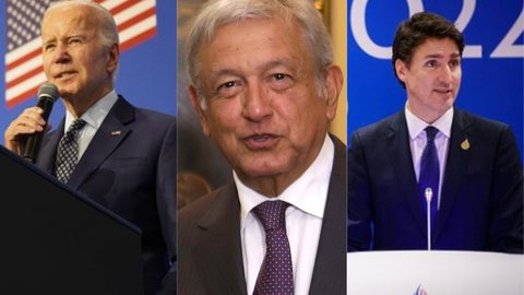 Joe Bide, López Obrador e Justin Trudeau - Imagem: reprodução Instagram / Wikimedia