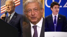 Joe Bide, López Obrador e Justin Trudeau - Imagem: reprodução Instagram / Wikimedia