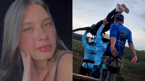 Registro mostra o instante em que Maria Eduarda inicia o salto que terminou em tragédia - Imagem: Reprodução
