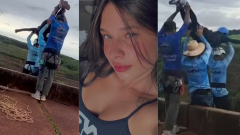 Imagens registram o salto que terminou em tragédia após ausência de corda de segurança - Imagem: Reprodução