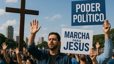 A Marcha para Jesus se consolidou como palco de alianças e disputas políticas - Imagem: ChatGPT