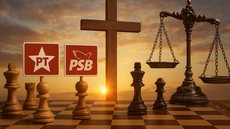 Entre fé, federações partidárias e julgamentos, o jogo político segue em curso - Imagem: ChatGPT