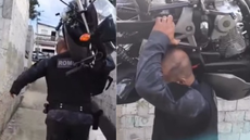 Força e criatividade: guarda carrega moto nas costas durante ação - Imagem: Reprodução | Redes Sociais