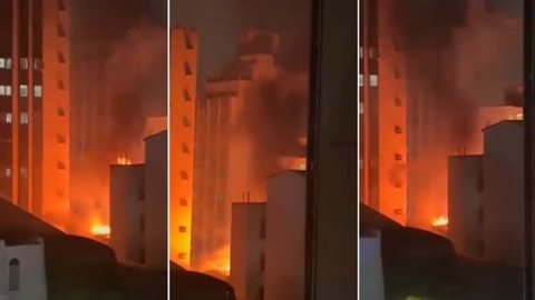 Chamas consomem pensão no centro de São Paulo - Imagem: Reprodução / Redes Sociais