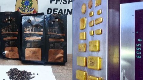 Chinês é preso em aeroporto de São Paulo com ouro escondido em pacotes de café - Imagem: Reprodução/Polícia Federal