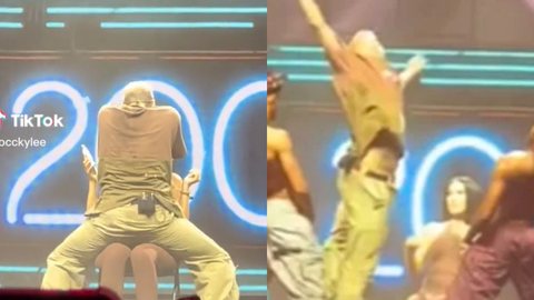 Em performance quente, Chris Brown surta e arremessa celular de fã longe; VÍDEO - Imagem: reprodução TikTok