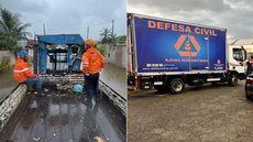 Alagamentos em Peruíbe após volume de chuva equivalente à média histórica de fevereiro em poucos dias. - Imagem: Reprodução/Defesa Civil de SP