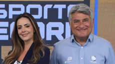 Cléber Machado e Paloma Tocci apresentam o Esporte Record, programa que enfrenta relatos de tensão fora do ar - Imagem: Reprodução