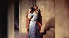O Beijo, Francesco Hayez, 1859 - Intensidade romântica, despedida e risco atravessados pela história - Imagem: Arquivo:El Beso (Pinacoteca de Brera, Milán, 1859).