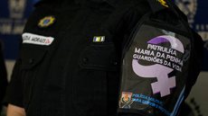 Emblema da Patrulha Maria da Penha da Polícia Militar, de combate e prevenção ao feminicídio do Governo do Estado do Rio de Janeiro - Imagem: Reprodução / Fernando Frazão / Agência Brasil